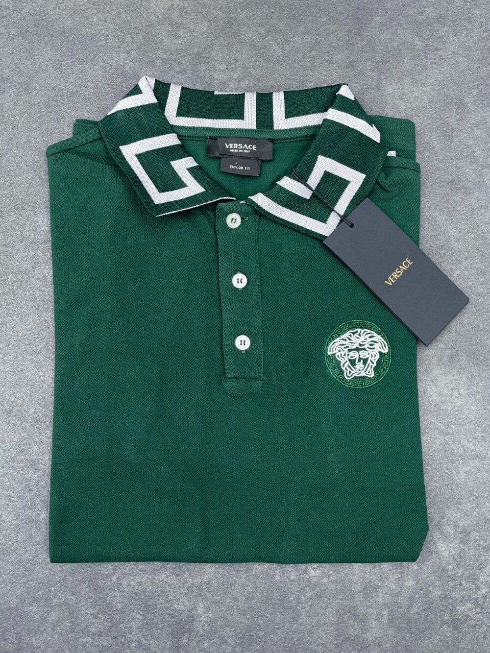 Versace Men’s Green Medusa Polo Shirt Tailor Fit- Size Medium